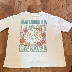 Women’s Billabong oversized love peace tshirt size XS Cute!